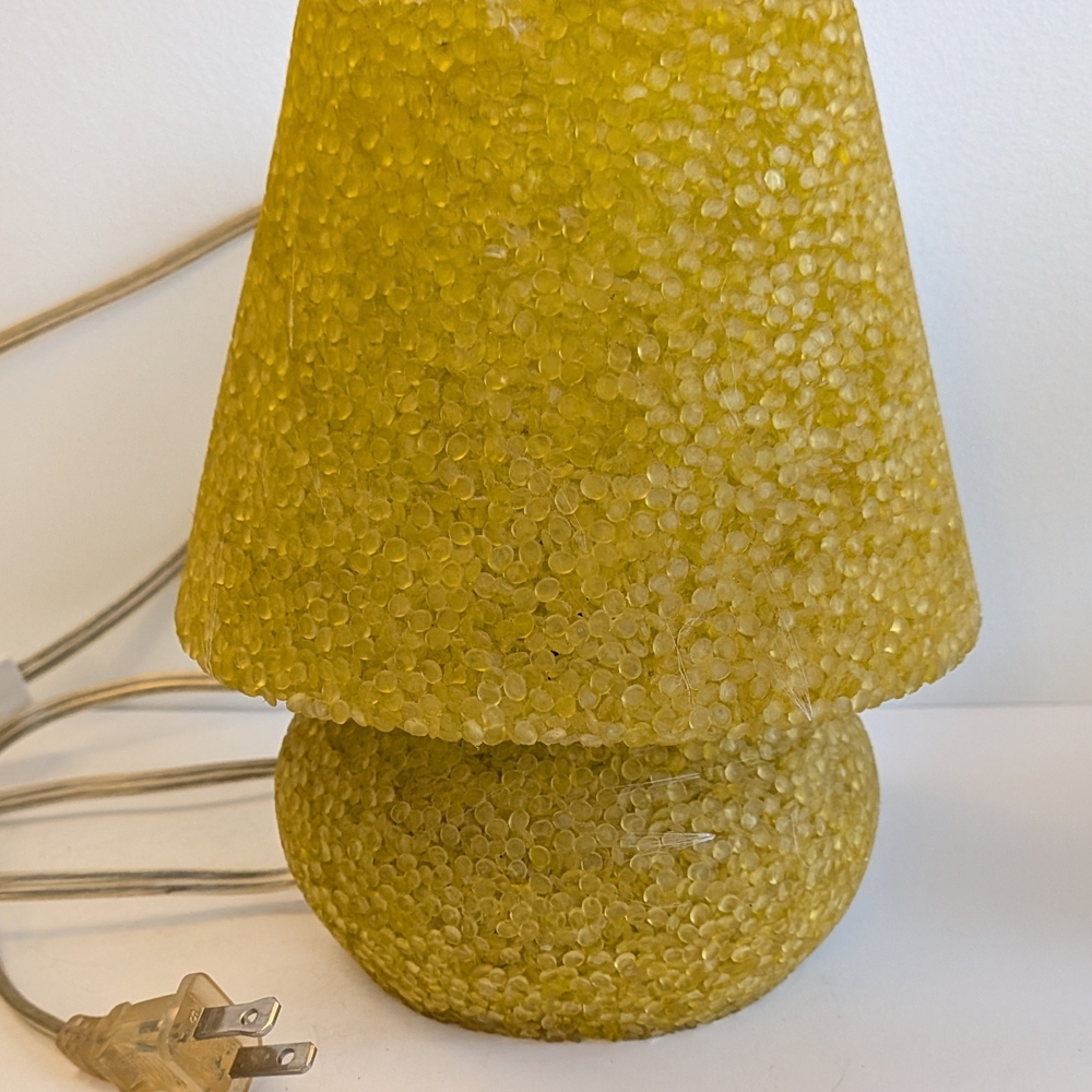 Vintage Yellow Mushroom Jelly Lamp Melted Popcorn Plastic Texture Retro